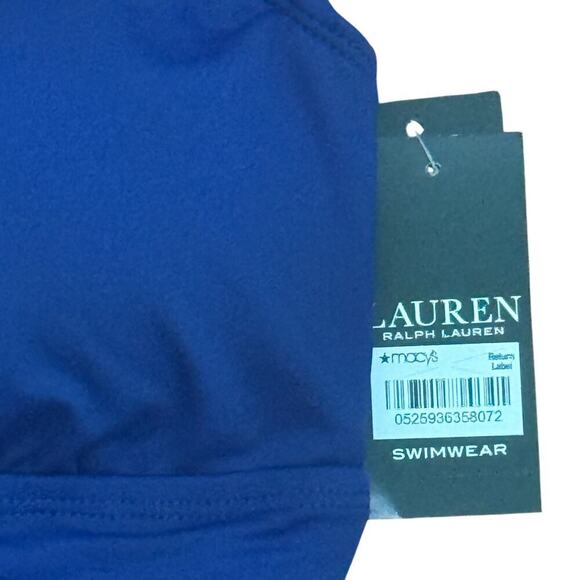 New LAUREN RALPH LAUREN Beach Club Blue Ruffled One Piece Swimsuit Women's Sz 6 - Picture 6 of 15